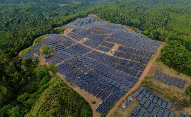 Aerial view of the Kekanadura utility-scale solar field